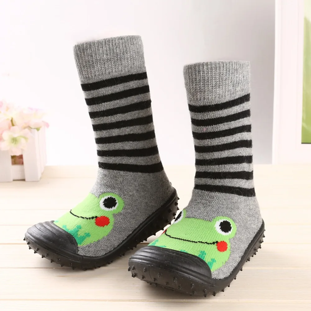 

Toddler Indoor Floor Shoes Baby Anti Slip Socks Learning To Walk Cotton Baby Socks With Rubber Soles Infant Socks Size 21-25