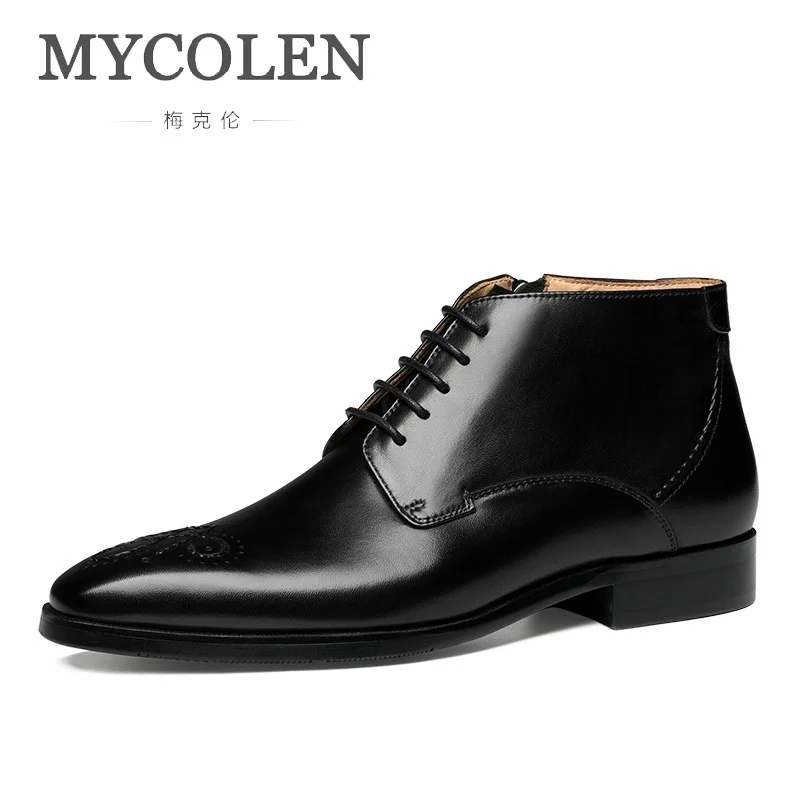 

MYCOLEN Product Luxury Brand Men Boots Top Quality Handsome Pointed Toe Boots Crocodile Pattern Leather Boots Laarzen Dames