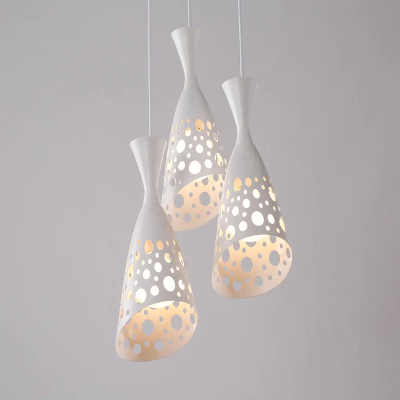 

Restaurant white iron hollow Pendant Lights with creative romantic white hollow iron bar dining room 1/3 pendant lamp ZA FG375