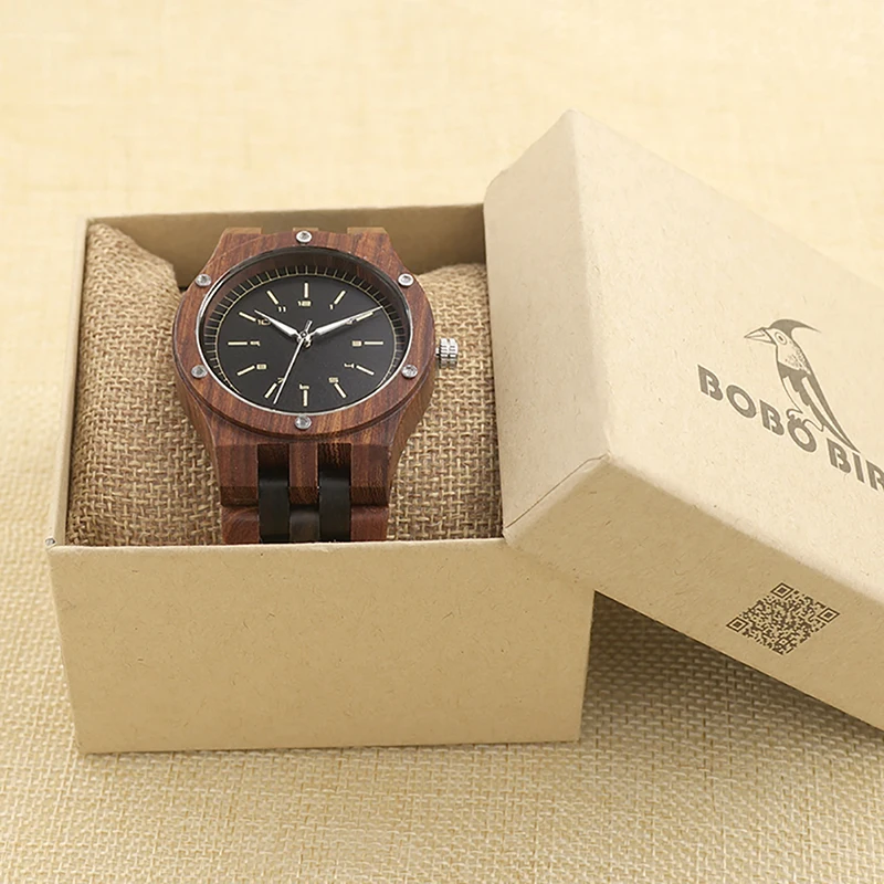 BOBO BIRD V-N18 Men Designed Luxury Watches All Wood Dressed Quartz Wrist Watch in Gift Box relogio masculino 2017