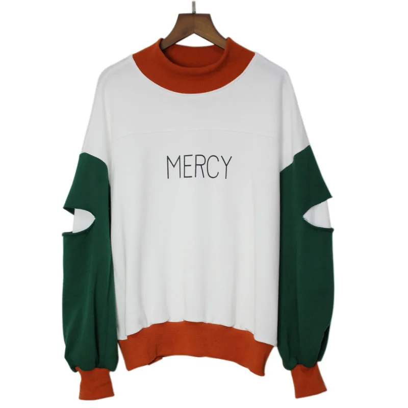 

Harajuku Letter print Cropped Sweatshirt Turtleneck Down Sleeve autumn Hoodie Pullover Sweatshirt Top