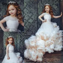 Г. Новые детские пышные вечерние платья с облаками; бальное платье с бусинами; Платья с цветочным узором для девочек на свадьбу; платья для первого дня рождения; Индивидуальный размер