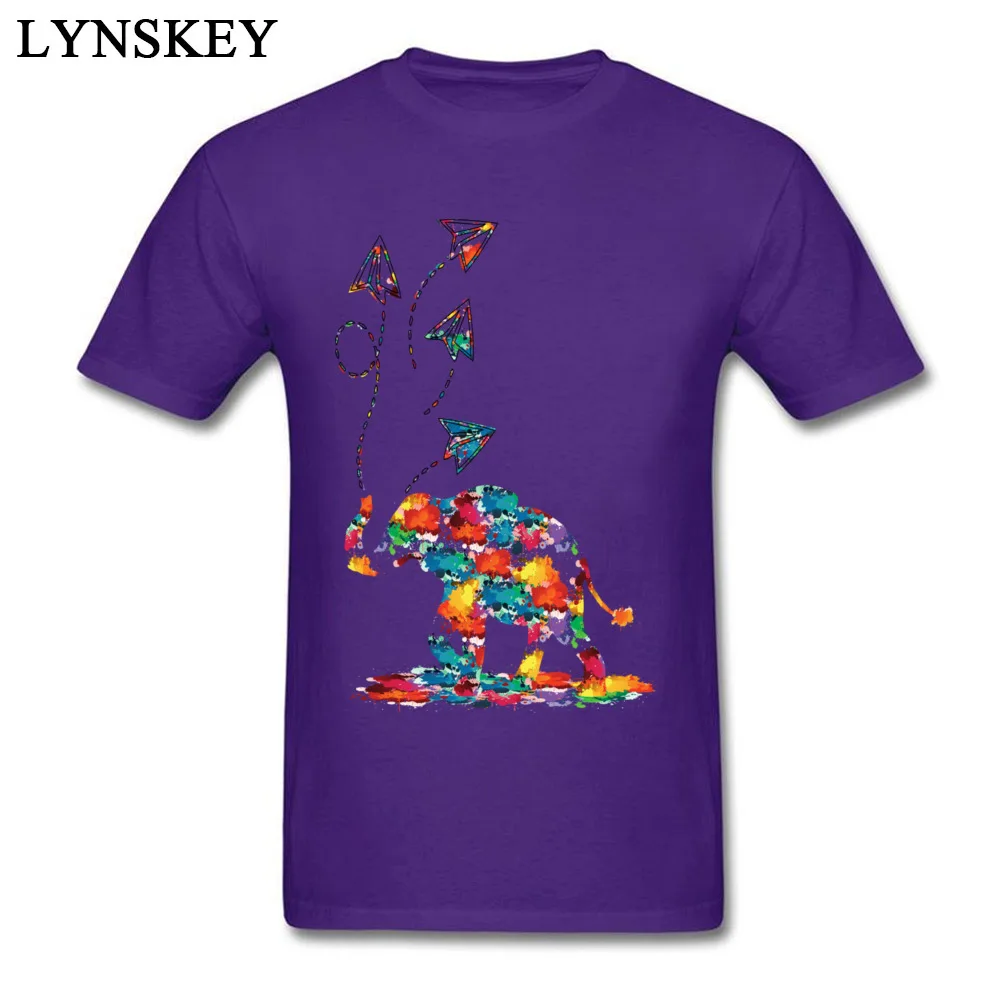 Rife 3D Printed T-Shirt Summer/Autumn Pure Cotton Crewneck Tops Shirt Short Sleeve Normal Paper planes Elephant Tee Shirts Paper planes Elephant purple