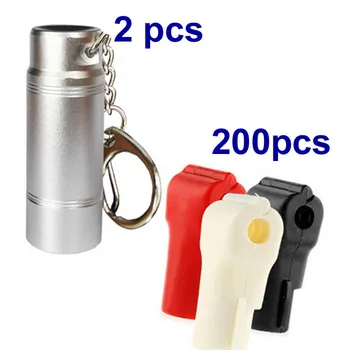 

200 pcs Security Detacher Lockpick EAS Tag Stop Lock Hanging Hook Stoplock 6mm White with 2 pcs magnetic keys