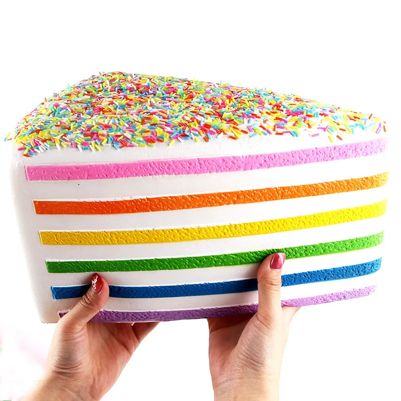 New Hot 1Pcs 25cm Big Size Squishy Jumbo Rainbow Cake Super Squishy Slow Rising Charms Squeeze Phone strap Squish kid Juguetes 