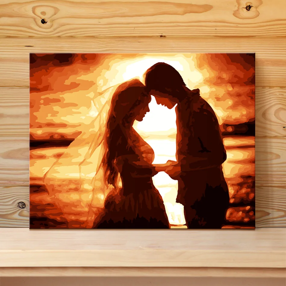 forever love framed oil Painting canvas DIY painting By Numbers Hand