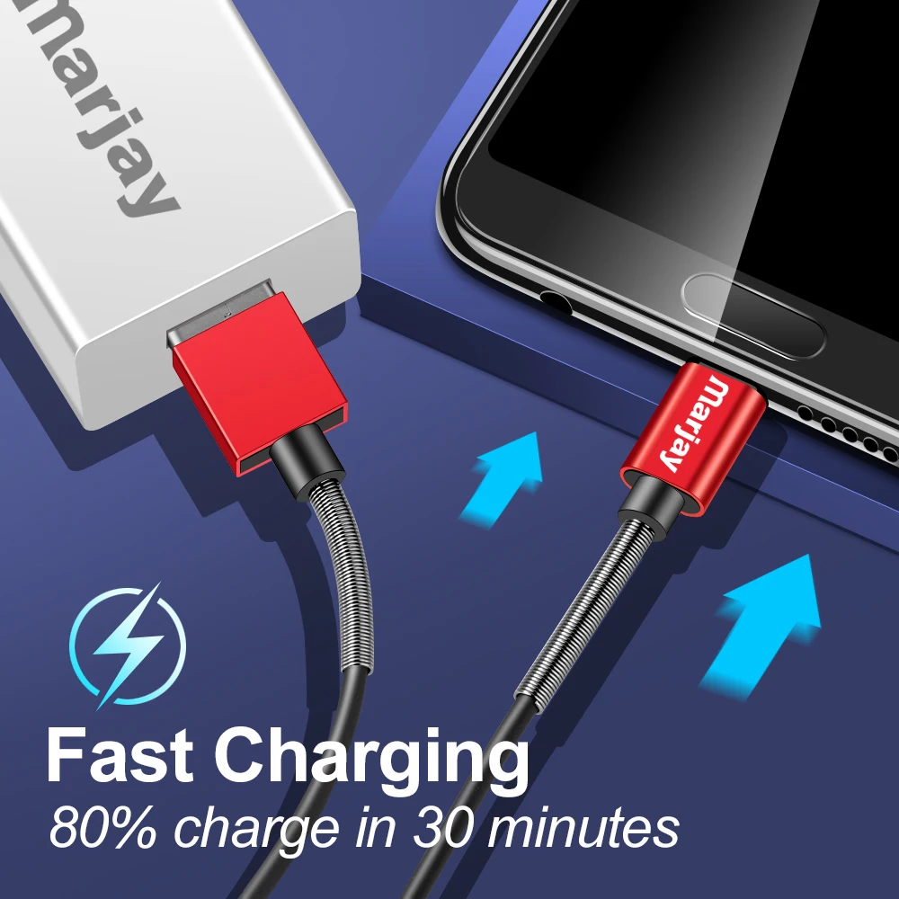 Кабель Marjay usb type-C, 3 А, быстрая зарядка, кабель type-C для samsung S9 S10, USB-C для передачи данных, шнур для Xiaomi Redmi Note 7, huawei P30 Pro