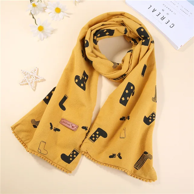 spring autumn winter girls children fashion cotton scarf cute flower
