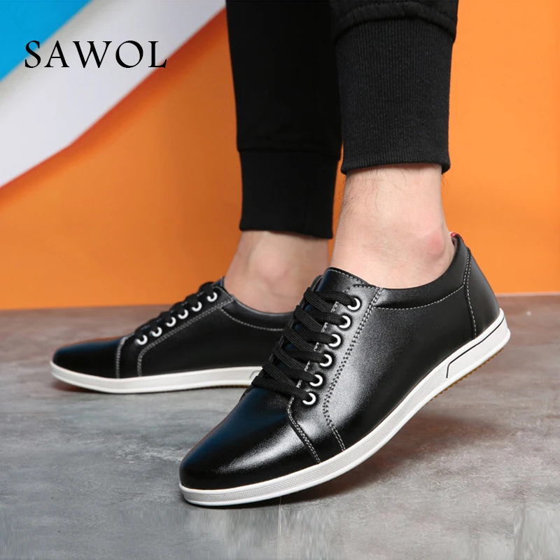 

Men Casual Shoes Brand Men Shoes Men Sneakers Genuine Split Leather Plus Big Size 47 48 Men Flats Slip On Spring Autumn Sawol