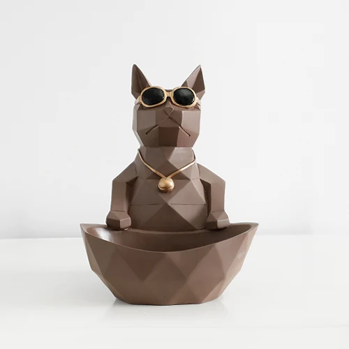 Фигурки кошек, собак, фигурки из смолы, фигурки животных, миниатюрные милые украшения для дома, офиса, украшение, чаша для хранения, резная коллекционная - Цвет: Coffee cat bowl-S