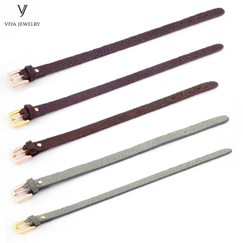 Dark-brown-and-purple-stingray--Flat-Stingray-Python-Cord-Wrap-Bracelet-Charm-Cuff-Leather-Men-Bracelet-10mm-Genuine-Stingray-Leather-Wristband-Adjust-Bracelet