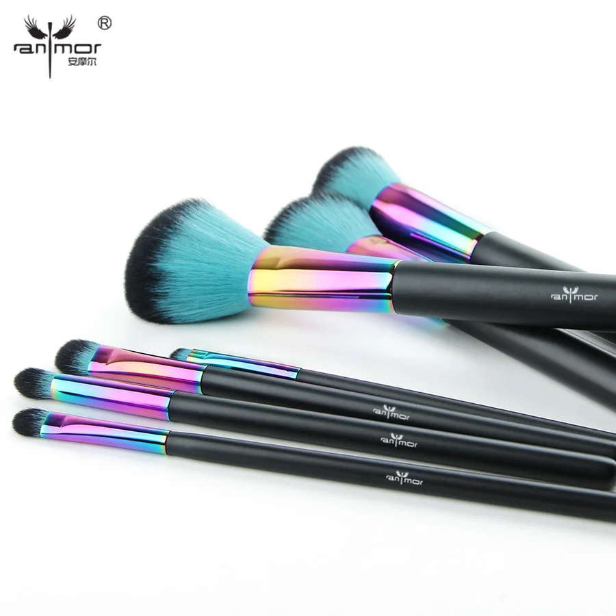 High Quality Copper 7 pcs Makeup Brush Set New Colorful Pinceaux Maquillage Beautiful Powder Blush Eyeshadow Make Up Brushes
