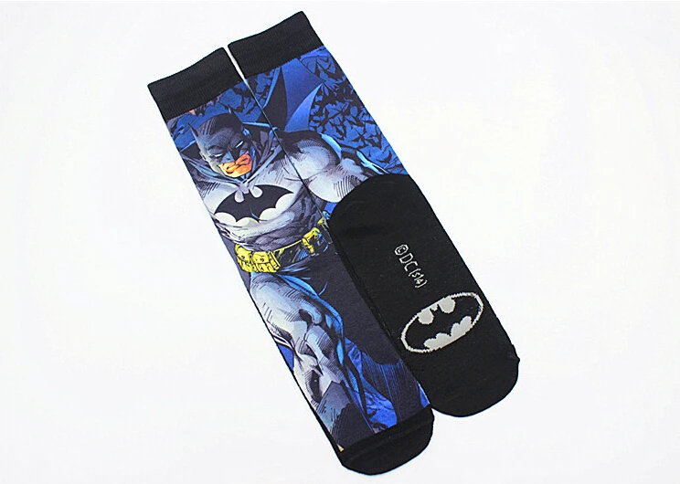 24 шт. = 12 пар Рождество США принт вязаный Супермен Бэтмен фильм вентиляторы мужской классический длинные носки 24 шт./партия