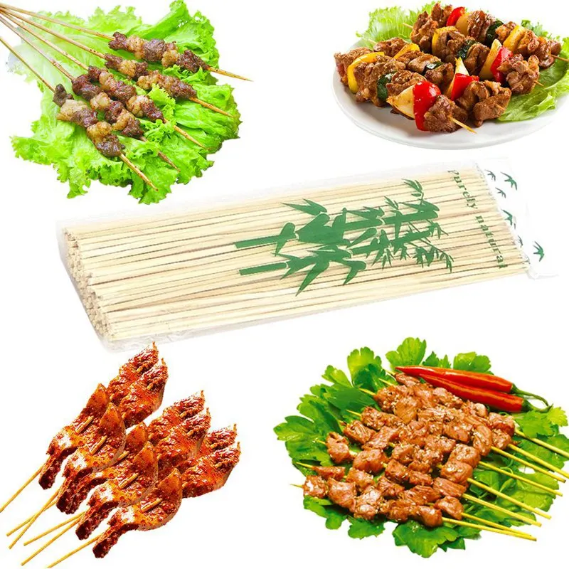 thin bamboo sticks Bamboo Wood BBQ Skewers Disposable Sticks Picnic Bamboo Skewer BBQ