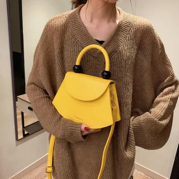 

2019 New Handbag Semicircle Small Bead Tote Bag Shoulder Female PU Shell Vintage Crossbody Bag Women Hot Brand Messenger Bags