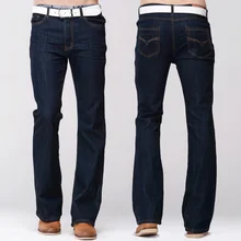 GRG Mens Slim Boot Cut Jeans Classic Stretch Denim Slightly Flare Dark Blue Pants Fashion Stretch Trousers