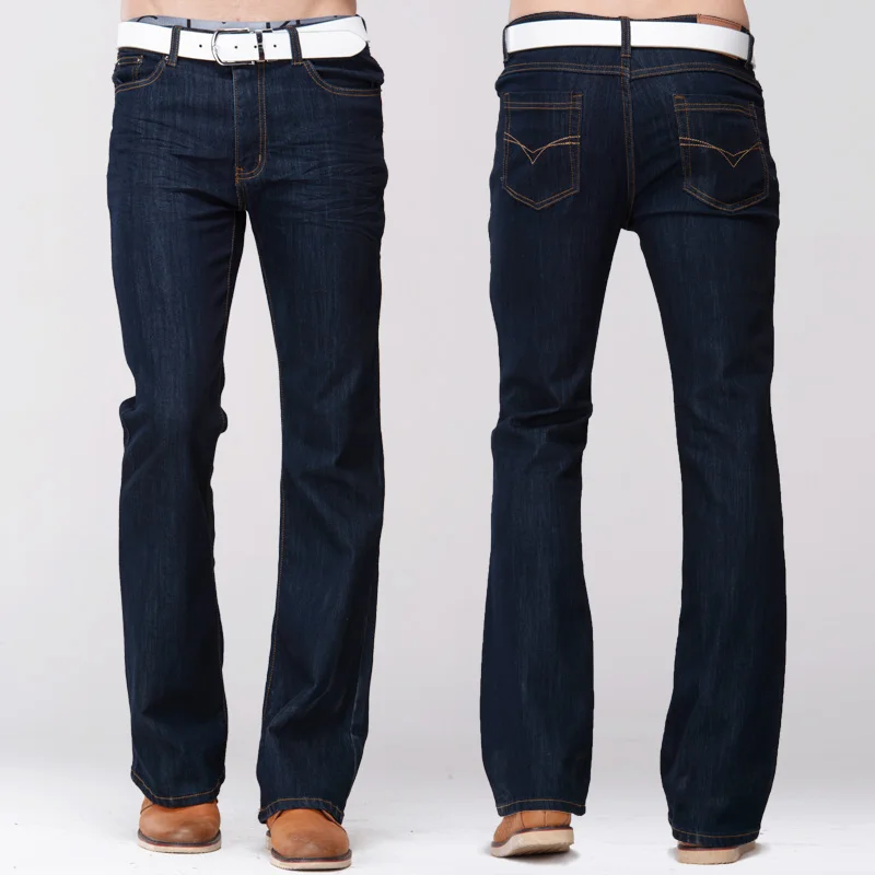 GRG Mens Slim Boot Cut Jeans Classic Stretch Denim Slightly Flare Dark Blue Pants Fashion Stretch Trousers GRG Mens Slim Boot Cut Jeans Classic Stretch Denim Slightly Flare Dark Blue Pants Fashion Stretch Trousers