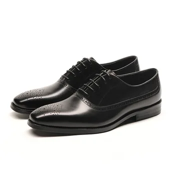 

New men's leather shoes high-grade first layer leather British pointed leather young business men's shoes manufacturers retail