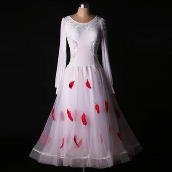 

New Ballroom dance costumes sexy senior spandex gauze long sleeves ballroom dance dress for women ballroom dance dresses S-4XL