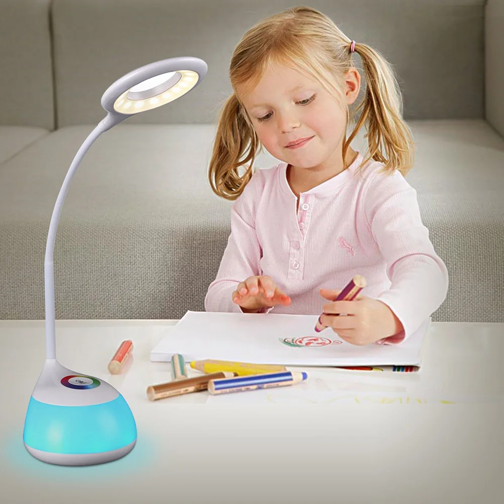 Led reading light table lamp touch sensor eye protection kids gift rgb