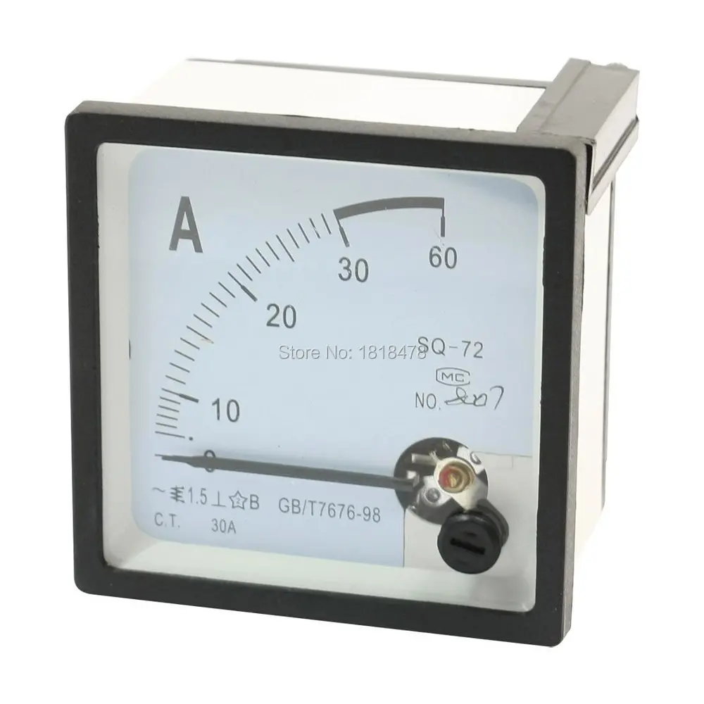 Square Panel Mounting Moving VaneSQ72 0-30A AC Analog Ammeter 72mm x | Инструменты