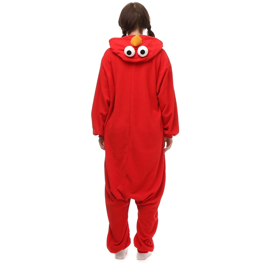 Взрослых флис кигуруми Elmo костюм мультфильм животных Пижама-Ползунки Хэллоуин карнавал маскарад Вечерние комбинезоны одежда
