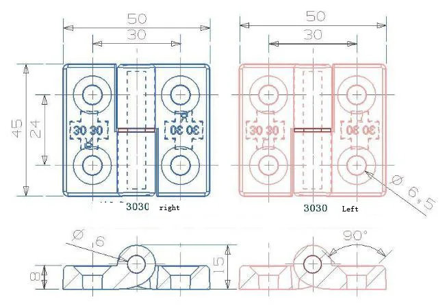 Пластиковые съемные петли Съемная головка муфты Gemel 4040/3030 черная Петля 10 шт