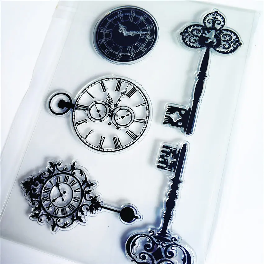 Прозрачный силиконовый штамп PANFELOU The clock key/печать для скрапбукинга/фотоальбома