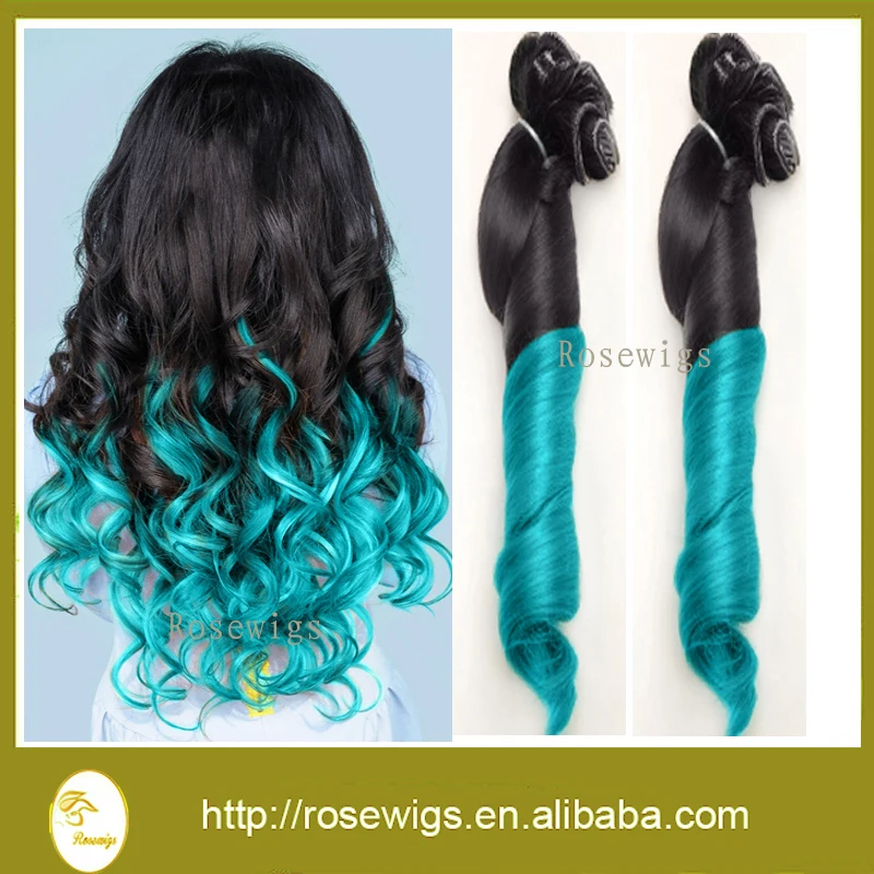 

7A Malaysian Aunty Funmi Hair 3Pcs/lot  Malaysian Spring Curly Virgin Hair Ombre Two Tone Color 1b/blue Human Hair Weave