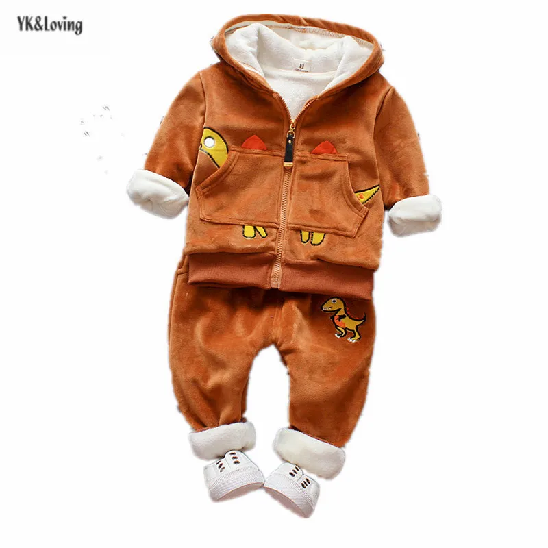 

Kids Clothing Set Velvet Autumn Children Clothes Fur Inside Funny Animal Printed Toddler Outfits Boys Girls Clothes Yellow Red
