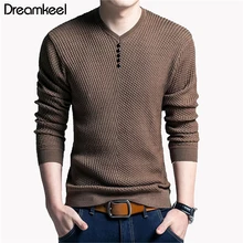 Мужской свитер, Повседневный пуловер с v-образным вырезом, Мужская Осенняя приталенная рубашка с длинным рукавом, мужские свитера, вязаный кашемировый шерстяной пуловер