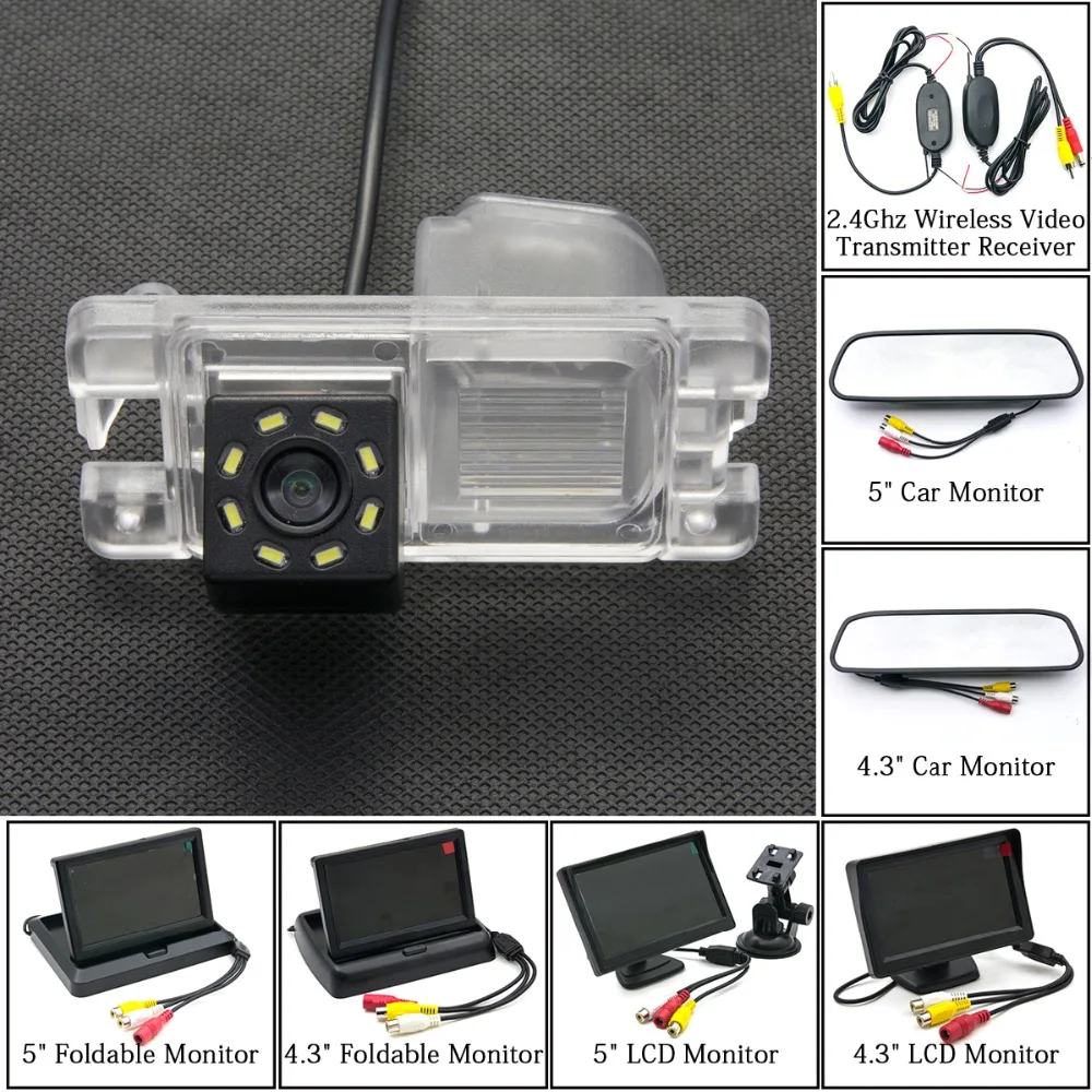

8LED Car Rear View Camera Reverse Backup Parking Mirror LCD Monitor Wireless For Mitsubishi Pajero Pinin TR4 iO America version