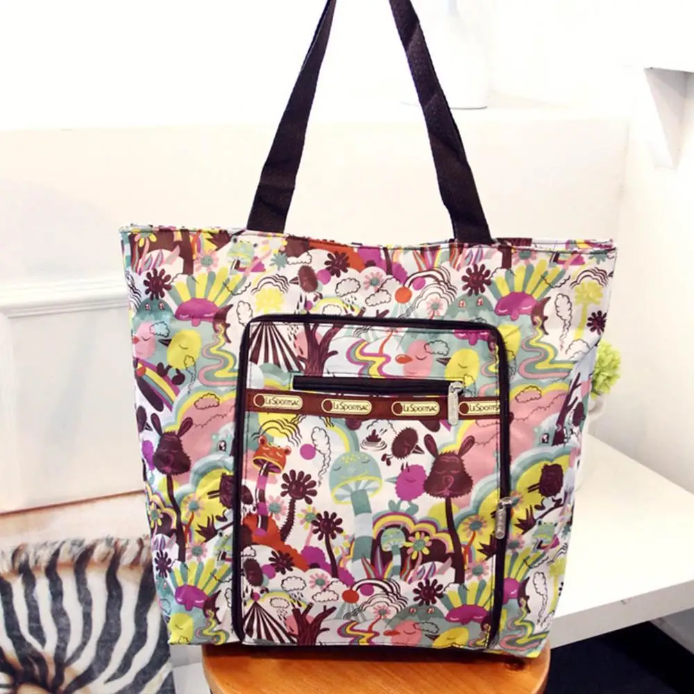 Aosbos, Новое поступление, складные сумки для покупок на молнии, портативные сумки для покупок с принтами, сумка, большая вместительность, многоразовые сумки для женщин - Цвет: forest