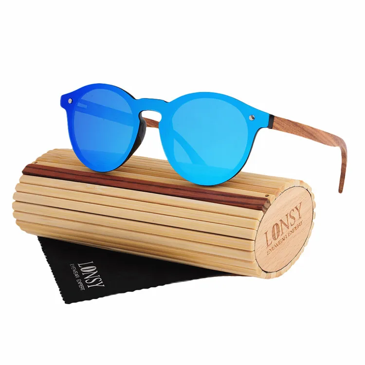 Модные бамбуковые поляризационные солнцезащитные очки для женщин, фирменный дизайн, UV400, зеркальные линзы, деревянные солнцезащитные очки для мужчин, Oculos de sol masculino - Цвет линз: C3 Blue