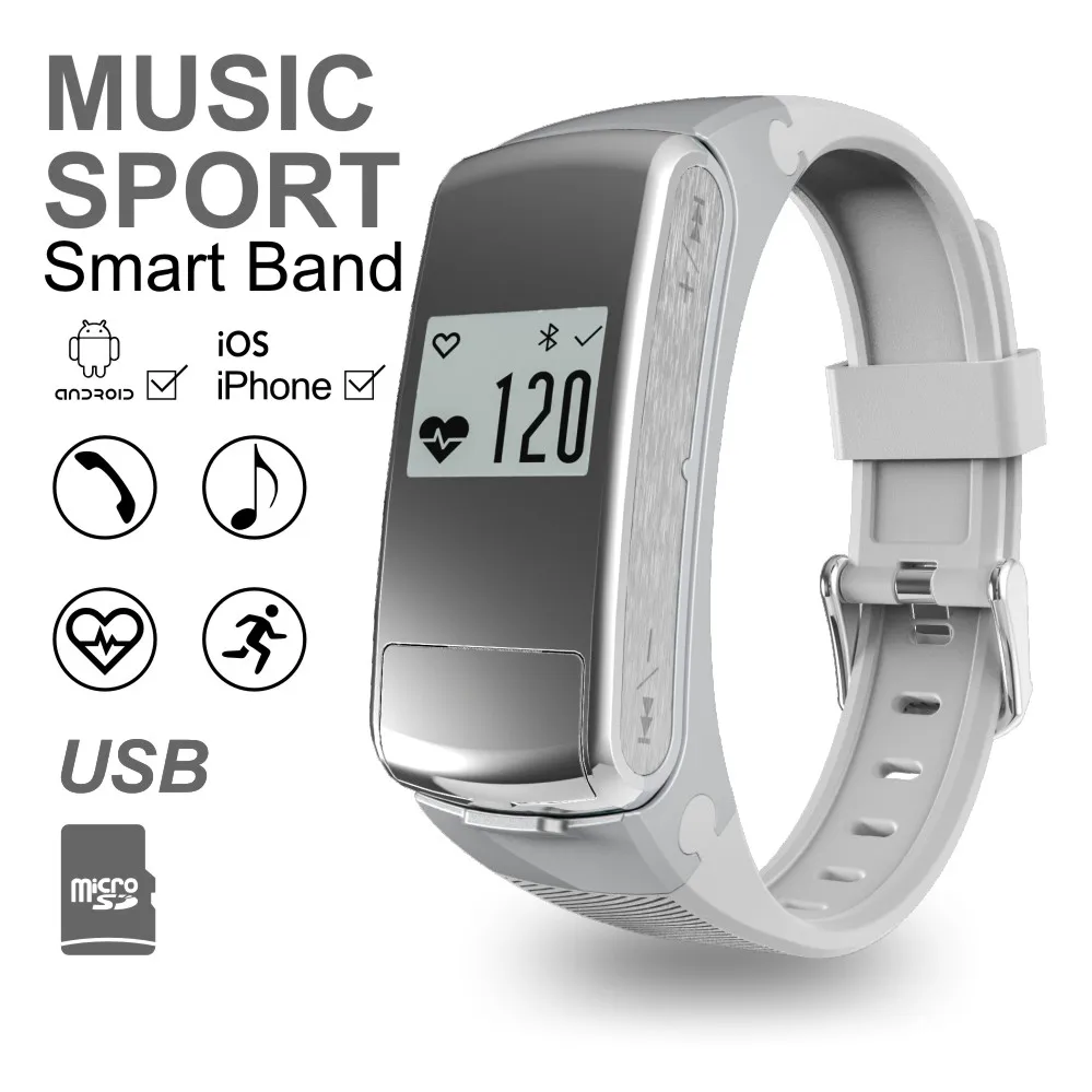 F50 2 in 1 Smart Watch Bluetooth Headset Earphone Smartband Wristwatch Pedometer Fitness Activity Tracker Heart