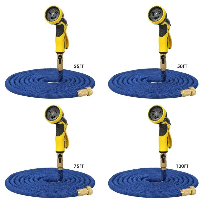 25ft-100ft Многофункциональный удлиняемый садовый шланг гибкий шланг для воды трубы наборы для полива с распылителем пистолет орошения системы