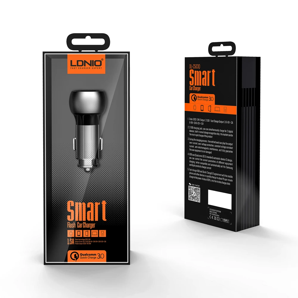 Автомобильное зарядное устройство LDNIO C503Q Quick 3 0 продается с кабелем USB Type c для