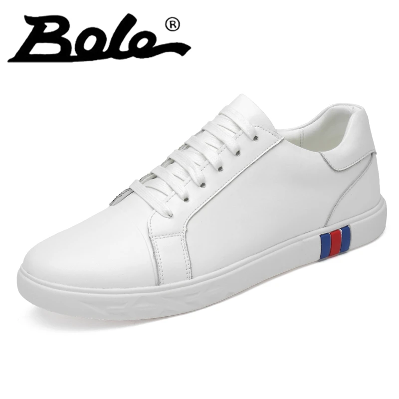 

2018 Youth Trending Style Genuine Leather Low Top Men Casual Shoes Black White Solid Basic Leisure Shoes for Men Plus Size46