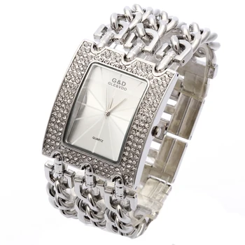

G&D Women Wristwatch Relogio Feminino Quartz Watch Women Dress Rhinestone Luxury Top Brand Original Clock Reloj Mujer Silver