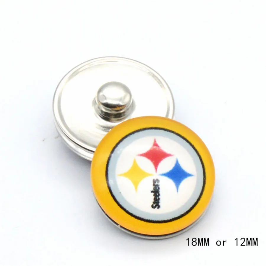 Football Pittsburgh Steelers Sport Glass snaps buttons 18mm 12mm fit