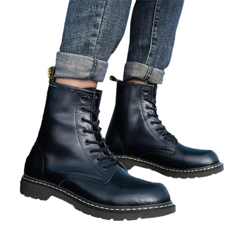 

Fashion Motorcycle Short Boots Men Tooling Military Shoes Korean Style boots Flat Heel Heel Round Head Boots Non-slip