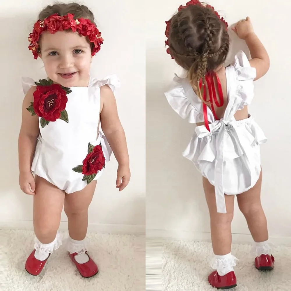 Newborn Infant Summer Clothing Baby Girls Clothes Embroidery Flower