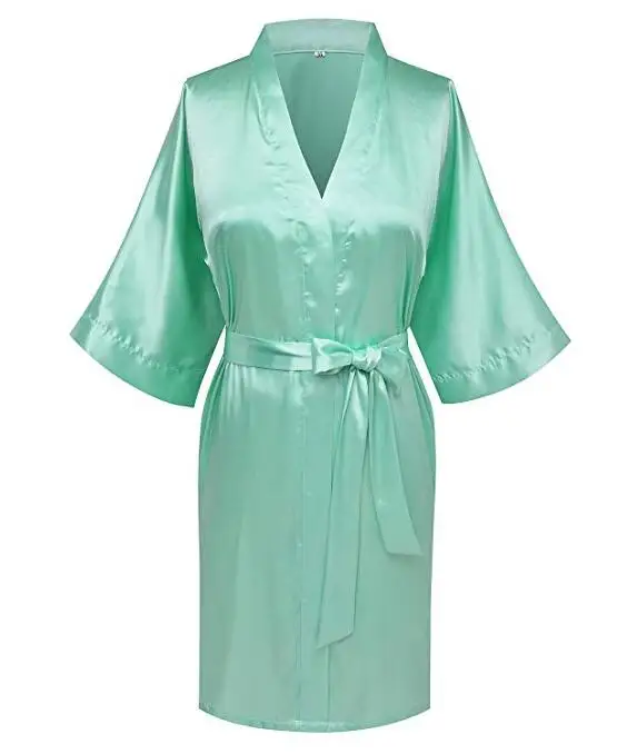 4XL. Для женщин сатиновое свадебное кимоно халат атласный. Одежда для сна Одежда для невесты пижамы Пижама-Халат Спа Свадебные пеньюары домашний халат - Цвет: aquamarine