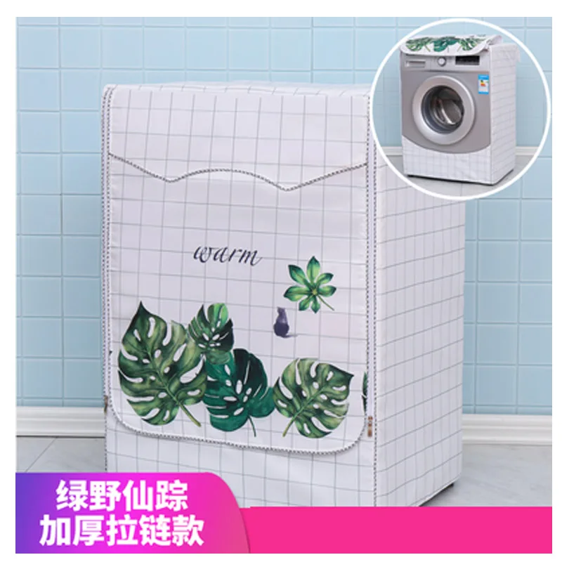 SRYSJS Flower Pattern Oxford Cloth Full-automatic Roller Washing Machine Washer and Dryer Cover Waterproof Sun-resistant Cover - Цвет: AD