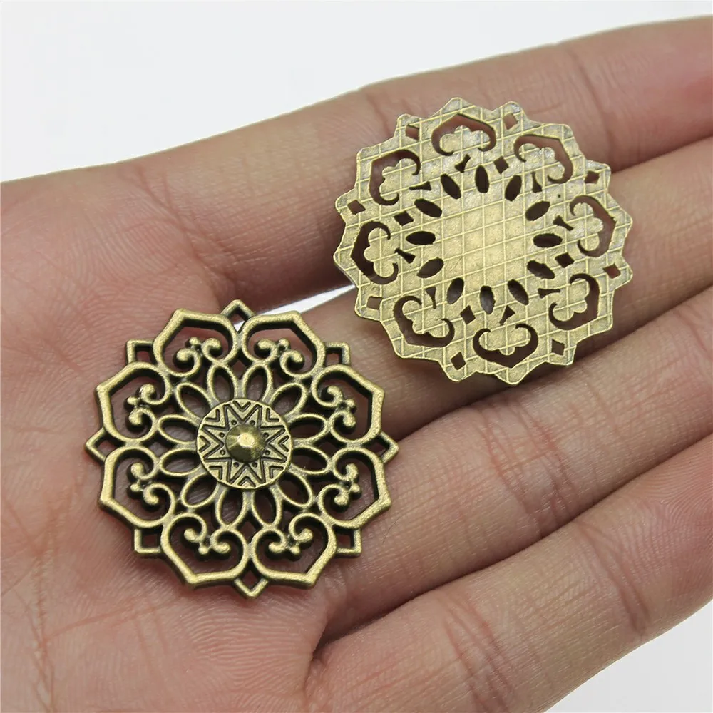 

WYSIWYG Charms Flower Antique Bronze Color Alloy DIY Jewelry Making Accessories 31x31mm 10pcs/lot
