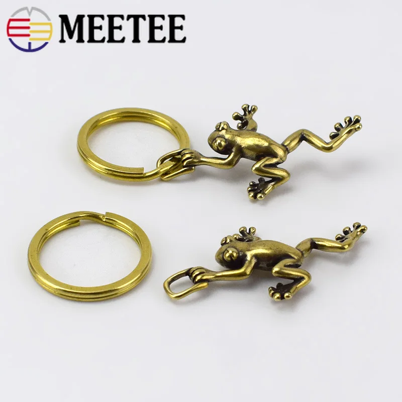 

4pcs Retro Solid Brass Frog Keychain Hooks Wallet Chain Belt Buckle Eco-Friendly For Women Men Keyring Pendant Christmas Gifts