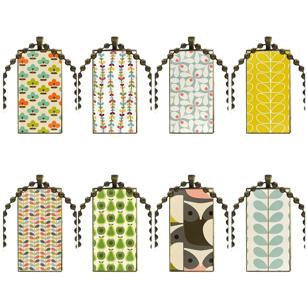 

Best Unique Orla Kiely Glass Pendant Necklace Handmade Half Pendant Rectangle Necklace For Girls Handmade Gift