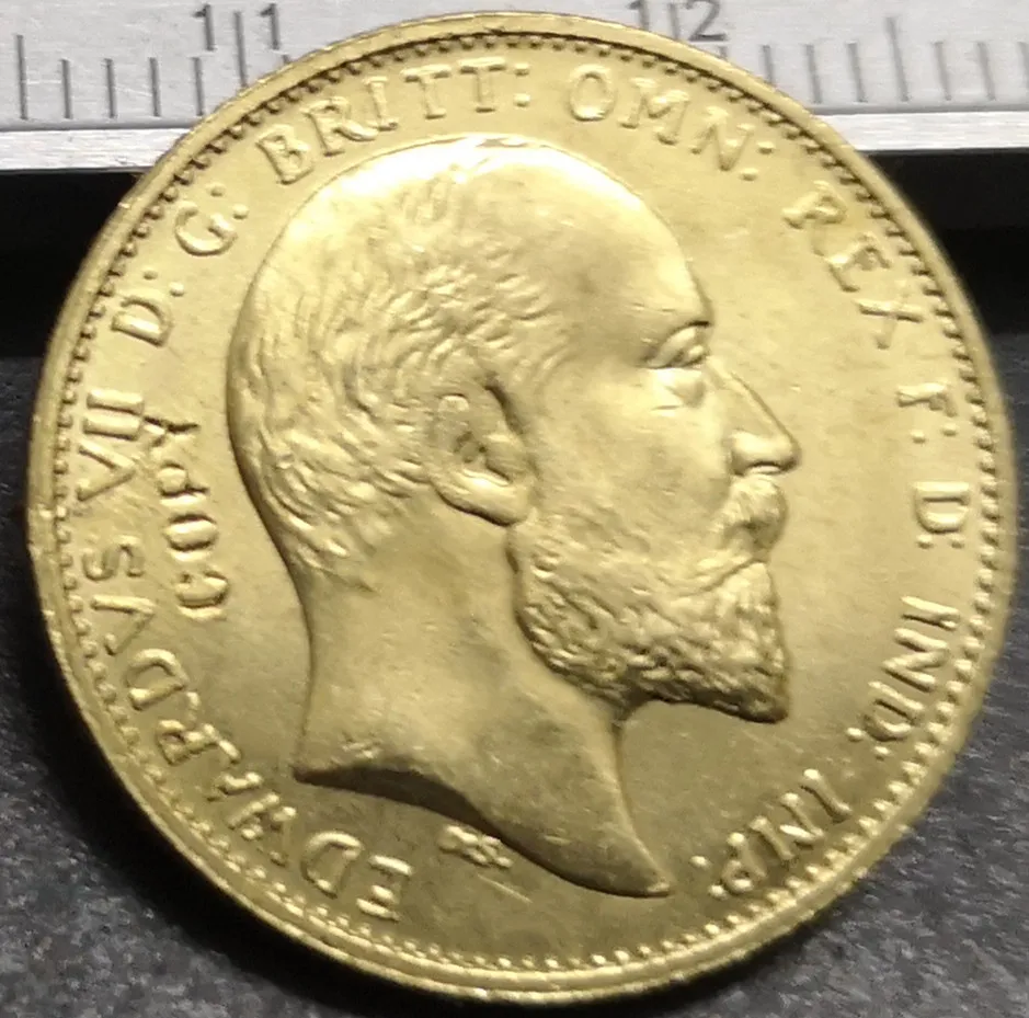 1910 Великобритания 1 Sovereign-Edward VII. 9999 pure Gold Plated Имитация монеты