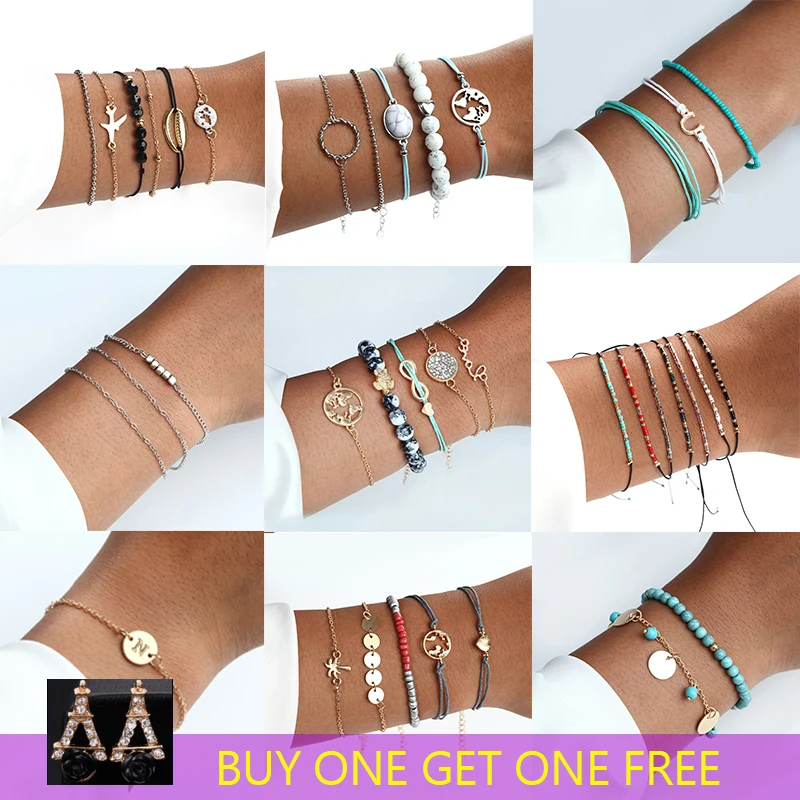 

Bohemian Wind of Various Styles Bracelet Shell Cordate Hollow pattern Coconut tree Sea turtle Bead Bracelet Women Charm Party