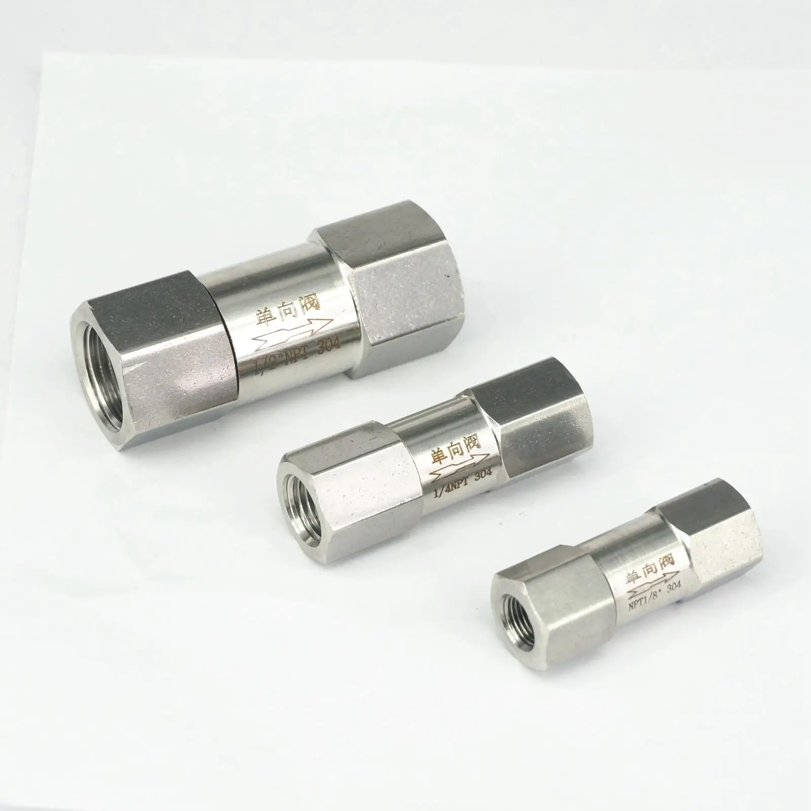 

1/8" 1/4" 1/2" NPT Female 304 Stainless Steel Non-return Check One Way Valve Water Gas Oil 915 PSI